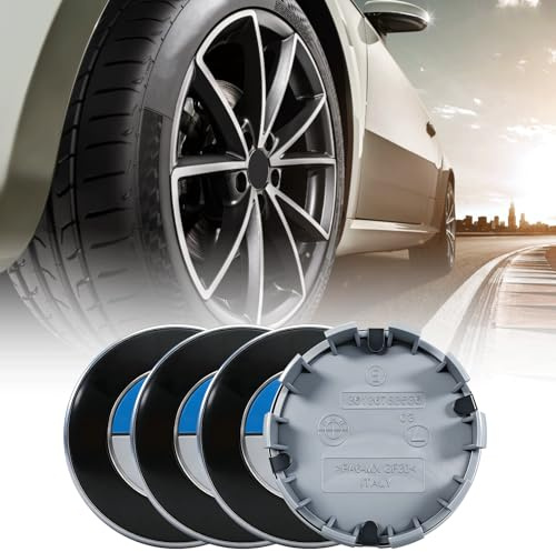 4 Pièces Cache Moyeux pour BMW, 68 mm Enjoliveurs pour Auto, ABS Cache Moyeux, Cache de Roue Centrale, Capuchon Enjoliveur Centre Roue (Bleu et Blanc)