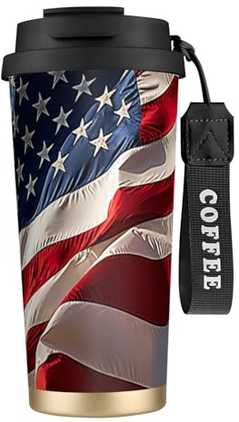 XTYGETY USA Flag 2 Print Stainless Steel Travel Mug Insulated Coffee Tumbler Insulated Cup for Hot & Cold Drinks