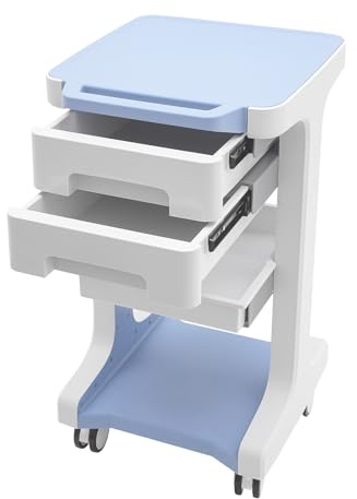 HazLope Kosmetikwagen, Rollwagen mit 3 Ebenen & 2 Schubladen, ABS, Belastung 50 kg, mit Bremsen, für Salon & Studio, 41x41x67 cm, blau