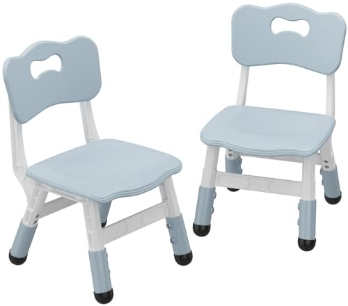 RBFGYIOP Kinderstühle, höhenverstellbar – Set mit 2 ergonomischen Stühlen aus Kunststoff, rutschfeste Füße, stapelbar, Tragkraft 82 kg, für Haus, Kindergarten, Kinderzimmer, hellgrau