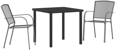 HFXHIJXQ 3-Teiliges Gartenmöbel Set Anthrazit 160×80 cm Tisch 4 Stühle Pulverbeschichteter Stahl Modernes Design Robust & Langlebig für Balkon Terrasse Garten Outdoor Lounge