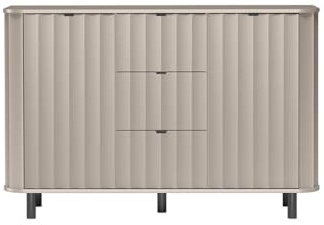Masseno Kommode MODERNO 137,2 cm Sideboard mit 3 Schubladen und 2 Türen für Wohnzimmer Schlafzimmer Modern 137,2x40,5x91 cm Beige