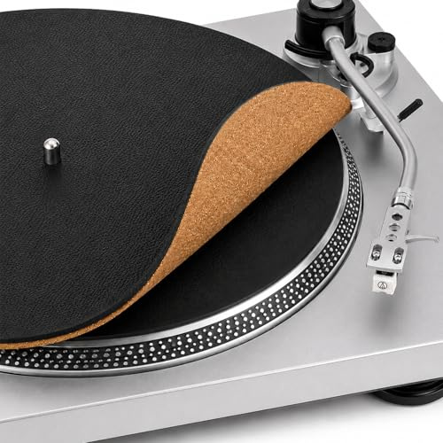 Nobsound Reversible Turntable Platter Mat: Cork Leather Anti Static Platter Pad for 12 Vinyl Record Players Reduces Rumble and Vibration