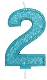 CULPITT Sparkle Number Candles for Cake & Cupcakes, Single Numbers from 0-9, Say Happy Birthday with These Candle Sparklers, Celebrate Birthdays & Anniversaries with Flair - Blue 2