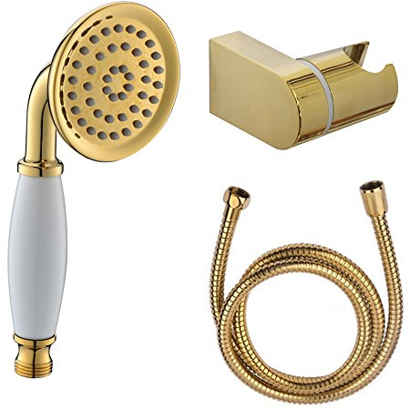 Ownace Classic Style Traditional Telephone Gold Hand Shower Head, Adjusted Shower Holder and 1.5M Shower Hose for Bathroom