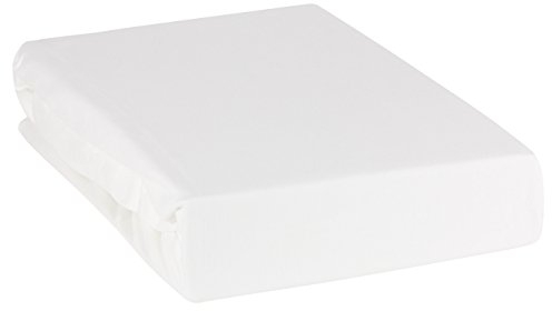 MOON Line-Platin Luxusklasse Spannbettlaken Spannbetttuch 200x220 240g/m² gezwirnte Qualität für Matratzen, Wasserbett und Boxspringbett (weiß)