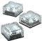 Nexos Trading 3er Set Solar Glasstein Pflasterstein Bodenleuchte Dekoleuchte mit 4 LED 10 x 10 x 4,5 cm robustes Milchglas mit Akku & Dämmerungssensor weiß