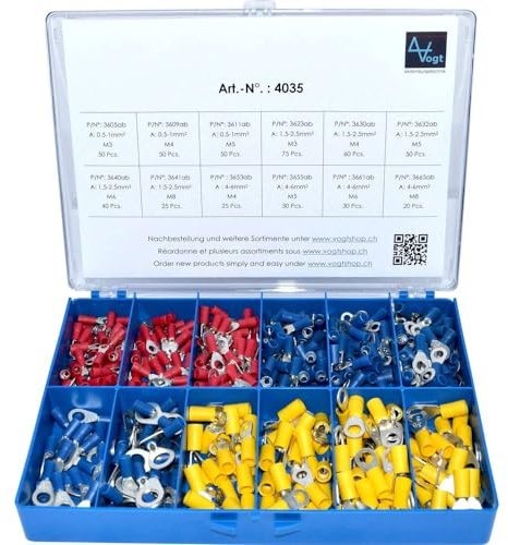 Vogt Verbindungstechnik 4035 Ringkabelschuh-Sortiment 0.50mm² 6mm² Rot, Blau, Gelb 505St.