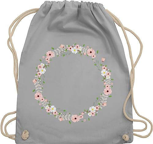 Shirtracer Turnbeutel Rucksack - Blumen & Pflanzen - Blumenkranz - Unisize - Hellgrau - wäschebeutel kita pflanze pride stoffrucksack stoffbeutel für kindergarten plant flower beutelrucksäcke