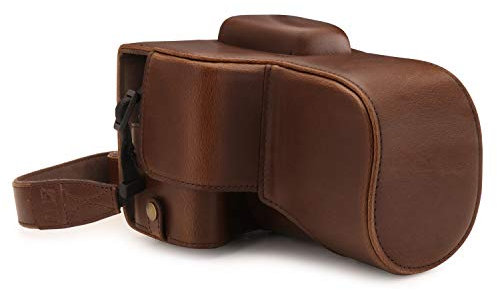 MegaGear MG1608 Ever Ready Leather Camera Case Compatible with Canon EOS 2000D (18-55mm) - Dark Brown