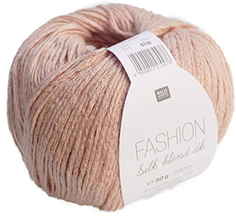 Rico Fashion Silk blend dk Fb. 014 puder, edles Garn aus Seide & Baumwolle zum Stricken & Häkeln, Wolle mit Seide zum Stricken