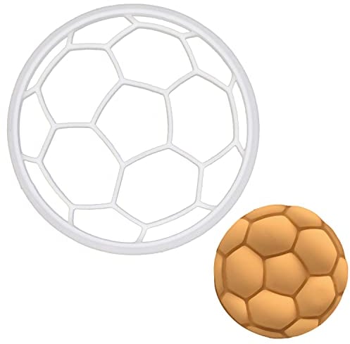 BAKERLOGY Small Soccer Ball Cookie Cutter - Detailed Biscuit Cutter Design for Baking and Crafts, Ideal on Fondant, Dough, Clay