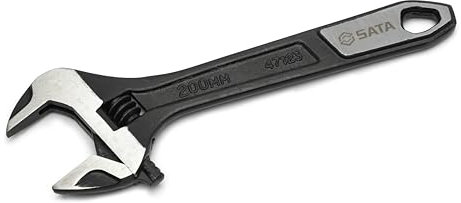 Sata 8in Wide Jaw Heavy Duty Compact Hand Tool Adjustable Wrench