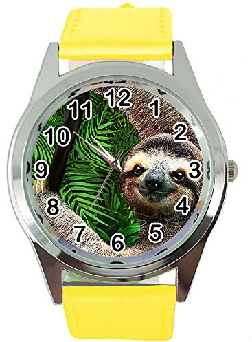 TAPORT® Lazy Sloth Yellow Leather Band Quartz Watch