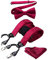 HISDERN rot Hosenträger und Fliege Set Herren Blumen Paisley Einstecktuch Y Style hosenträger mit 6 Clips Einstellbar für Hochzeit Anzug