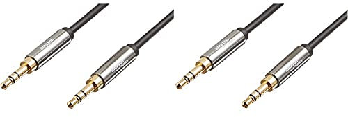 Amazon Basics 3.5mm Male to Male Stereo Audio Cable (2.4 m / 8 Feet) & AUX 3.5mm Stereo Audio Cable (1.2 m / 4 Feet) - 2 Pack