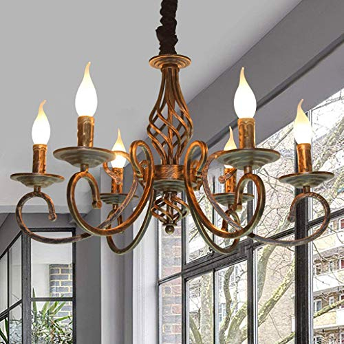 Rustikale Pendelleuchte Ländlich Vintage Kronleuchter Bar Rust Eisenkunst Deckenleuchte Kerze Hängeleuchte Retro Deckenlampe Wohnzimmer Hängelampe Antik Industrielampe Droplight Schatten,Rost