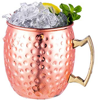 4 Tasses en Cuivre De Mule De Moscou, Tasse À Café en Acier Inoxydable en Verre À Cocktail 530Ml pour Cocktail, Gin, Bière, Boisson, Coffret Cadeau pour Barman, Barman, Barware
