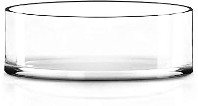 CYS EXCEL Wide Cylinder Clear Glass Vase (H:4 D:12) Flower Vase Centerpieces Hurricane Floating Pillar Candle Holder Terrarium Planter