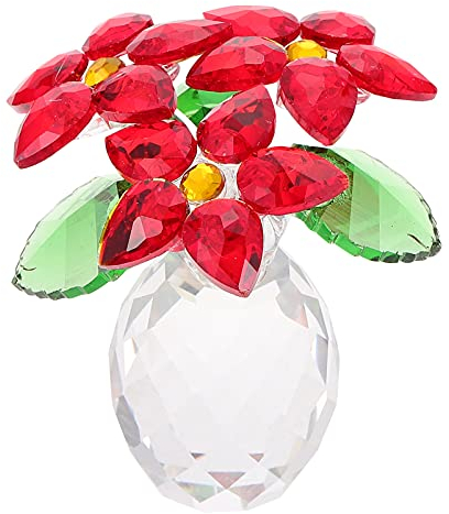 Kristall Miniatur Figur Poinsettia Kristall Glas Sammlerstück Weihnachtsstern Statue Figur Feng Shui Bonsai Glasblume Poinsettia deko für Weihnachten Zuhause Tischdeko
