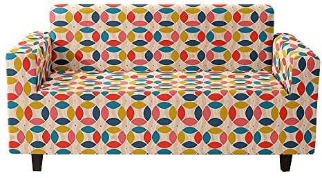 Highdi Stretch Sofabezug 1/2/3/4 Sitzer - 3D Geometrie Muster Sofaüberwurf Sofa Abdeckung Weich Stoff rutschfest Sofahusse, Couchbezug für Wohnzimmer Möbelschutz (Bunt,1-Sitzer: 90-140 cm)