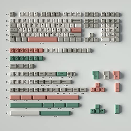 Retro 9009 Keycaps 192 Keys Doubleshot Cherry Profile Keycap Set Fit for 60% 65% 75% 95% Cherry Mx Switches ISO ANSI Layout Mechanical Keyboard