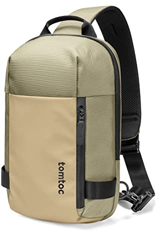 tomtoc Herren Umhängetasche Sling Bag Passt Switch 2, 11-Zoll iPad Air, iPad A16, 11 Zoll iPad Pro M4, Wasserabweisend Crossbody Bag Brusttasche Schultertasche Tagesrucksack für Alltag Wandern Outdoor