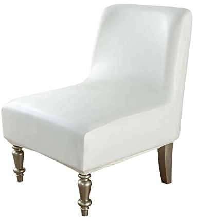 CEKTOYS Sesselhussen Ohne Armlehnen, PU Leder Wasserdicht Husse Überzug für Clubsessel Sofabezug Freizeit Sesselbezug Abnehmbare Husse Für Cafe Stuhl Sessel Für Wohnzimmer Hotel-Weiß-1-Stck