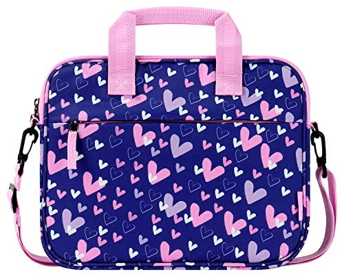 Choco Mocha 12.5 Zoll Kinder Tablet Tasche, Tablet Tasche Hülle für Fire HD 10 8, Fire 10 8 iPad, Kids Tablet Bag, Herz-blau