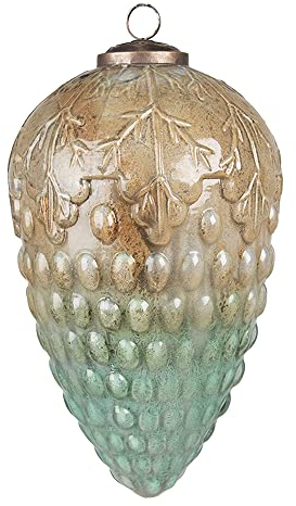 Clayre & Eef Weihnachtsbaum deko Ø 11 cm Türkis Glas Weihnachtsdeko Weihnachtsdeko