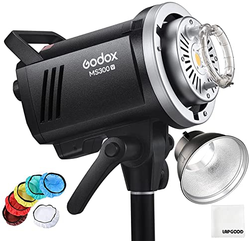Godox MS300V LED-Studioblitz 300W,2.4G Wireless 5800K TTL LED-Licht 0.1-1.3 S Recycle Time Bowens Mount mit LED Modeling Lamp,Outstanding Power Output Stability Monolight für Studiofotografie