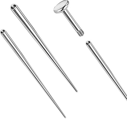 14g/16g/18g ASTM F136 Titanium Piercing Taper Insertion Pin for Internal Thread Tragus/Helix/Lip/Nose/Helix/Piercing Jewelry Cartilage Earrings Labret Nose Studs Stretcher Assistant Tool
