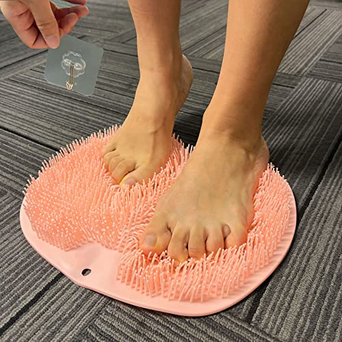SZZYXD Shower Foot Scrubber Mat Back Washer Exfoliating Bath Wash Pad Wall Mounted Slip Suction Cups Foot Cleaner for Men and Women