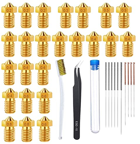 3D Drucker Düsen E3D-V6 Nozzle Set Extruder Düse fü 1,75 mm Filament 3D-Drucker z. B. Anycubic i3 Mega Pro Prusa i3 MK3/MK3S Chiron Printer (v6nozzle)