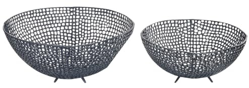 Dekoschale 2er Set Aluminium schwarz rund Dekoschüssel Modern Krukut