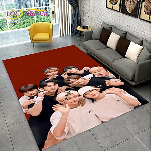 YZGAH Streunende Kinder Kpop Sänger Stern Bereich Teppich, Teppich Teppich Für Wohnzimmer Schlafzimmer Sofa Fußmatte Dekoration, Kinder Spielen rutschfeste Bodenmatte P6644 120X160Cm