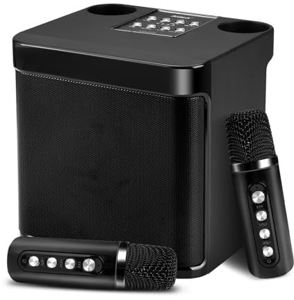 Karaoke Machine 2 Wireless Microphones, Portable Karaoke System for Adult & Kids, Bluetooth Karaoke Machine Speaker with Voice Changing Effects,Support AUX, USB for Home Karaoke Birthday Party (Black)