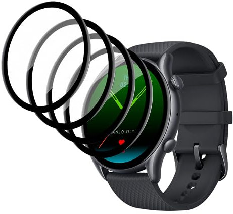 Fyqzio [4 Piezas Protector de pantalla compatible con Amazfit GTR 3 Pro,sin burbujas,antiarañazos,3D Cobertura Completa,HD TPU Protección de películas