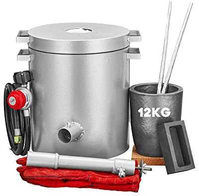 RIEDHOFF Kit de horno de fusión de propano de 12 kg, kit de horno de fundición de alta capacidad, ideal para reciclaje de chatarra, oro, plata, cobre y aluminio