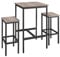 VASAGLE Bar Table and Chairs Set, Square Bar Table with 2 Bar Stools, Dining Pub Bar Table Set for 2, Space Saving for Kitchen Breakfast, Living Room, Party Room, Heather Greige and Ink Black