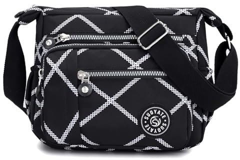 Narunii Schultertaschen, Damen-Handtasche, Umhängetasche, Hobo-Rucksack mit Reißverschluss, Tasche mit verstellbarem Schultergurt, Schwarz