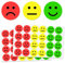 QEQSHQO 600PCS Smile Aufkleber, Sticker, Smiley Face, Stimmungsaufkleber, Lächeln, Neutral, Traurig, Aufkleber (2,5 cm) (Rot, Gelb, Grün)