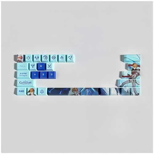 Genshin Impact Tastenkappen, 29 Tasten, OEM/PBT Thermosublimation, benutzerdefinierte Tastenkappen für 61/64/87/104 Cherry Gateron MX Switches mechanische Tastaturen (Tartaglia)