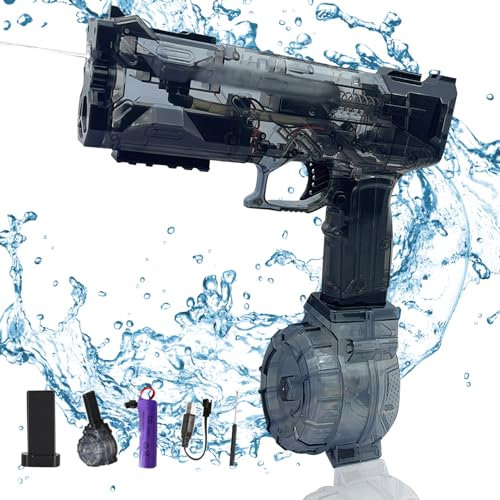 Elektrische Wasserpistole | Wasserspritzpistole Große Reichweite | Water Gun Spritzpistole Kinder | Vollautomatische Splasher Für Kinder Und Erwachsene | Reichweite Beträgt Etwa 28–32 Fuß (Schwarz)