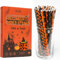 PakTalk Cannucce di carta per Halloween, 6 cannucce a tema Halloween nero arancione, 100 Pezzi cannucce usa e getta con teschio di ragno pipistrello zucca per forniture per feste di Halloween