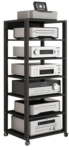 YEHOZZ Stereo Component Rack Cabinet, Audio-Video Media Stand, AV Cabinet For Home Office Theater, Record Player/Turntable/Stereo Receiver Rack,131cm/51.6inhigh(7tier)