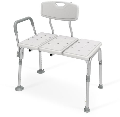 EMKE Badewannensitz Senioren mit Gepolstertem Griff, Duschhocker Duschstuhl für Badewanne Verstellbar, Badewannentransferbank Badewannenstuhl, Duschsitz Badewannensitz belastbar bis 125kg
