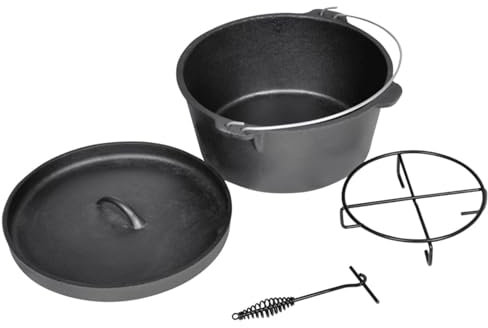 Brokky Dutch Oven Cooking Set Cast Iron Camping Cooking Set Kitchen Cookware Bakeware Set w/Carrying Bag for Outdoor Frying BBQ Baking on Open Fire,Dutch Oven cooking pot 9QT