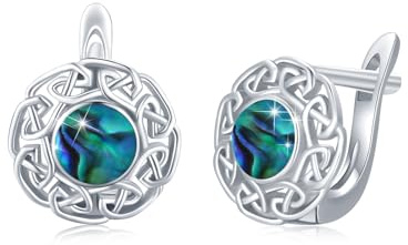Mondstein/Türkis Creolen Ohrringe für Damen 925 Sterling Silber Türkis Keltischer Ohrringe Keltischer Knoten Ohrring Hypoallergen Valentinstag für Frauen Mädchen Kinder