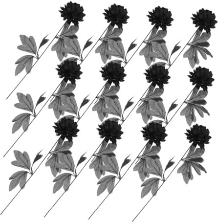 GHMYU Artificial Flowers 12pcs Halloween Decoration Fleurs Noires Dahlias Fleurs artificielles Fausses Dahlia Bouquet de Soie Fleur de Soie Artificial Plants